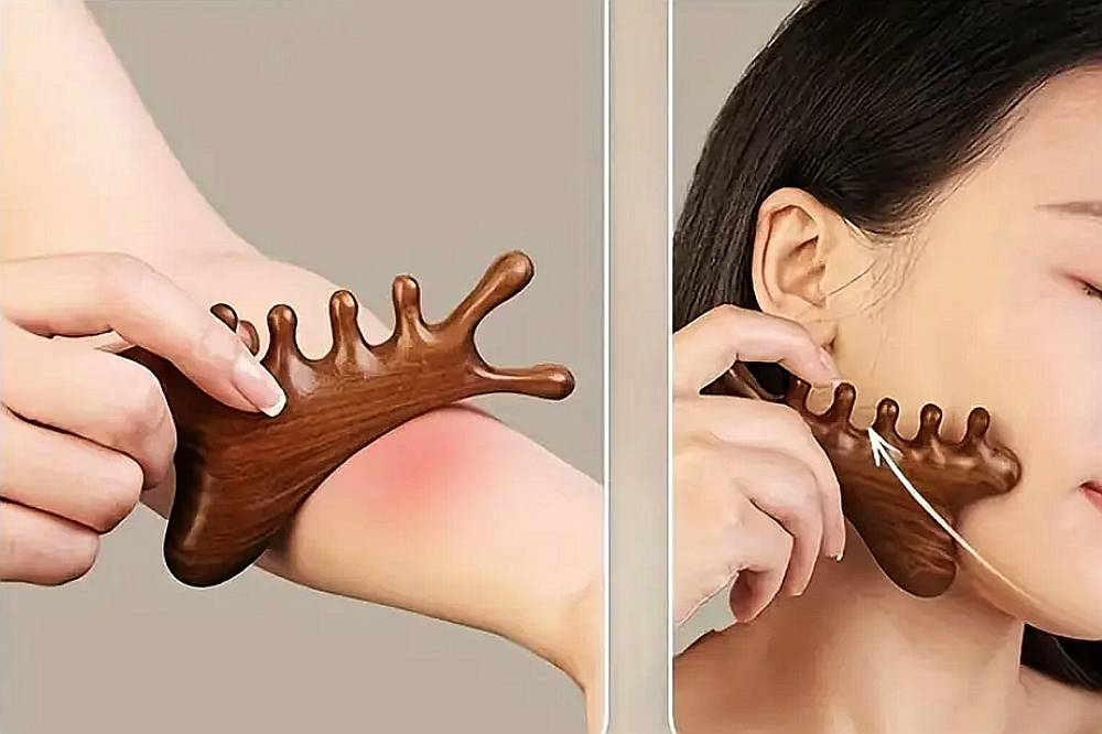 Dřevěný masážní hřeben na tělo multifunkční